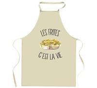 Tablier de cuisine frites C'est la vie | Cadeau Original Humour pour Cuisinier et Cuisinière Vêtement Blouse de protection Barbecue Jardinage Tablier de Travail Tâches ménagères