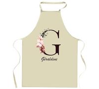 Tablier de cuisine Géraldine Lettre | Cadeau Femme pour Cuisinière Vêtement Blouse de protection Barbecue Jardinage Tablier de Travail Tâches ménagères