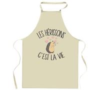 Tablier de cuisine hérisson C'est la vie | Cadeau Original Humour pour Cuisinier et Cuisinière Vêtement Blouse de protection Barbecue Jardinage Tablier de Travail Tâches ménagères