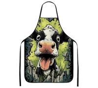 Tablier de cuisine humoristique en forme de vache pour cuisine, motif animal de la ferme, tablier lavable pour barbecue, grillades, jardinage, noir, 24x31 Inch