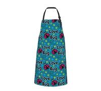 Tablier de cuisine imperméable avec poches pour homme et femme Motif coccinelles et fleurs, Noir , taille unique