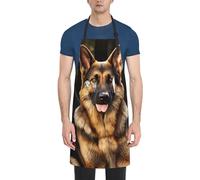 Tablier de cuisine imperméable pour adulte, motif berger allemand, avec 2 poches, bavette réglable pour la vaisselle, long tablier de cuisine pour femme, homme, travail, toilettage de chien