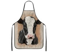 Tablier de cuisine imprimé vache pour cuisine, style ferme, motif animal, lavable pour barbecue, jardinage, travail de chef, noir/blanc, 24x31 Inch