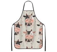 Tablier de cuisine imprimé vache pour la cuisine, joli motif animal de la ferme, tablier de cuisine pour adulte, tablier de cuisine rustique de style campagnard lavable pour barbecue Gri, beige, 24x31