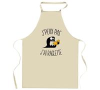 Tablier de cuisine j'ai raclette J'peux pas | Cadeau Original pour passionnés Vêtement Blouse de protection Barbecue Jardinage Tablier de Travail Tâches ménagères