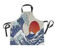 Tablier de cuisine japonais Kanagawa Seigaiha de qualité avec poches, tablier de soleil pour homme et femme, tablier de cuisine, restaurant, café, serveur avec col réglable, multicolore