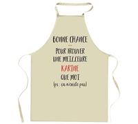 Tablier de cuisine Karine ça n'existe pas | Cadeau Original Humour pour Cuisinière Vêtement Blouse de protection Barbecue Jardinage Tablier de Travail Tâches ménagères