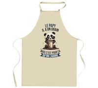Tablier de cuisine Le Papy Panda Grain Café | Cadeau Fête des Grands-Pères Papi Cuisinier Vêtement Blouse de protection Barbecue Jardinage Tablier de Travail Tâches ménagères