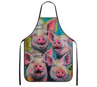 Tablier de cuisine motif cochon coloré pour adultes, tablier artistique lavable pour barbecue, barbecue, fête C, coloré, 24x31 Inch