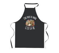 Tablier de Cuisine Noir Être prof de maths c'est la vie | Coton 90 × 60 cm Cou Ajustable Nouage dans le Dos | Pâtisserie Barbecue Atelier | Cadeau Enseignant Enseignante Homme Femme Fête des Pères