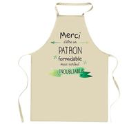 Tablier de cuisine Patron Merci Inoubliable | Cadeau Original Homme Humour pour Cuisinier Vêtement Blouse de protection Barbecue Jardinage Tablier de Travail Tâches ménagères