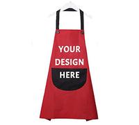 Tablier de cuisine personnalisé Personnalisé Votre Design Texte Logo Tabliers Femmes Hommes, Rouge, taille unique