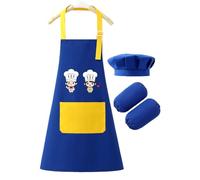 Tablier de cuisine pour , blouse d'art réglable pour garçons et filles de 2 à 12 ans, tablier de peinture pour pour cuisiner, cuisiner en classe, imperméable pour jeunes , Bleu