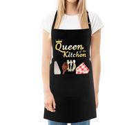 Tablier de Cuisine pour Maman, Chef Tabliers Noir Imperméable avec 2 Poches | Réglable Longues Sangles, Tablier de Boulanger pour Maman Femme Petite Amie, Cadeaux pour Fête des Mères, Anniversaire, Noël
