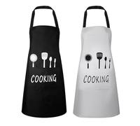 Tablier de Cuisine,Reglable avec 2 Poche, Unisexe Chefs Cuisine Cadeau pour Anniversaire Mariage,Etanche Réglable Tablier pour Homme Femme,Tabliers Chef,Tablier pour Chef,Boulanger,Serveurs,2PC