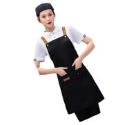 Tablier de cuisine résistant aux éclaboussures avec bretelles réglables et poches pour cuisine et serveurs, restaurant, travail, Noir , taille unique