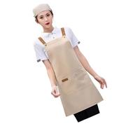 Tablier de cuisine résistant aux éclaboussures avec bretelles réglables et poches pour cuisine et serveurs, restaurant, travail, kaki, taille unique