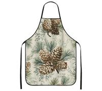 Tablier de cuisine rustique pour adulte, texture lin botanique, lavable pour barbecue, jardinage, travail de chef, 1 pièce