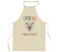 Tablier de cuisine signe capricorne J'peux pas | Cadeau Original Fan d'Astrologie pour passionnés Vêtement Blouse de protection Barbecue Jardinage Tablier de Travail Tâches ménagères