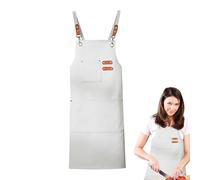 Tablier de cuisine, Tablier de chef professionnel | Tabliers de four résistants - Tabliers de travail pour femme homme avec grandes poches, tabliers de serveur réglables pour hommes femmes, Blanc