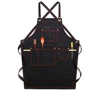 Tablier De Cuisine Tablier de denim réglable au tablier neutre avec poches de cuisson accessoires de cuisson femme bleu bleu/noir for la cuisine dessin de la main de travail Tablier Avec Poches(B)