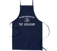 Tablier de cuisine Trop stupide pour comprendre la science, essayez la religion - [Marine]