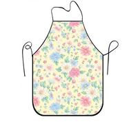 Tablier de cuisine vintage à motif floral jaune pour barbecue, jardinage, travail de chef
