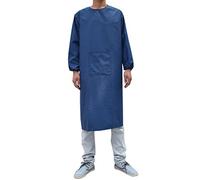 Tablier de cuisinier pour adultes à manches longues. Tablier imperméable pour boucher, artiste, polyester & polyester mélangé, bleu marine, Taille M