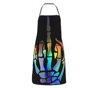 Tablier de doigt d'honneur de squelette noir Tablier à bavette avec poche Tabliers de cuisine drôles pour les femmes Chef de cuisine Tablier de dessin de barbecue Cadeau pour anniversaire, Saint Valen