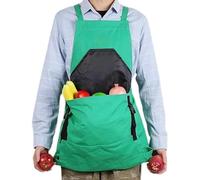 Tablier de jardin avec poches | de jardin réglables avec un sac à cordon - Outils de jardinage réutilisables pour jardiniers, aménagement paysager, extérieur, avec porte-dos, vert, Siehe