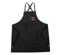 Tablier de jardinage - Tablier de en toile avec 3 poches - Porte-outils à dos croisé renforcé, porte-outils imperméable pour , peinture, menuiserie, jardinage, atelier, Noir , Consulte