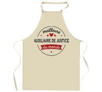 Tablier de la Meilleure Auxiliaire de justice du monde 1- Apron - Idée Cadeau Tablier Personnalisable Anniversaire Fête Original Famille Travail Départ Collègue Retraite Noël.