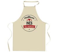 Tablier de la Meilleure Inès du monde 1- Apron - Idée Cadeau Tablier Personnalisable Anniversaire Fête Original Famille Travail Départ Collègue Retraite Noël.