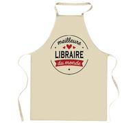 Tablier de la Meilleure Libraire du monde 1- Apron - Idée Cadeau Tablier Personnalisable Anniversaire Fête Original Famille Travail Départ Collègue Retraite Noël.