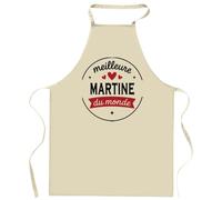 Tablier de la Meilleure Martine du monde 1- Apron - Idée Cadeau Tablier Personnalisable Anniversaire Fête Original Famille Travail Départ Collègue Retraite Noël.