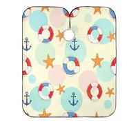 Tablier de maquillage avec ancres nautiques - 164,8 x 140 cm - Cape de coupe de cheveux pour femme
