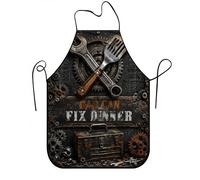 Tablier de mécanicien industriel pour cuisine, motif engrenage rustique, tablier de cuisine pour adulte, tablier de cuisine pour la fête des pères, barbecue, barbecue et travail pour la maison, noir
