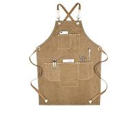Tablier de Peinture en Toile, Tablier pour étudiants en Art, spécial pâtisserie, Salon de manucure, barbier, Hommes et Femmes, café, Salopette en Jean (Kaki L)