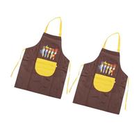 Tablier de Peinture Imperméable en PVC 2 Pièces | Couleur Café, Facile à Nettoyer, Longue Sangle à Taille, Usage Peinture et Barbecue Extérieur