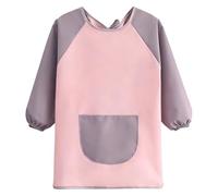 Tablier De Peinture, Tablier Manche Longue Enfant 1-4 Ans, Blouses Imperméable À Manches Longues Avec Une Grande Poche Tabliers Bricolage Artisanat Cuisine Tabliers De Repas Garçons Et Filles, 01 Rose