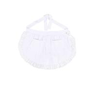 BESTONZON Tablier taille en coton dentelle tablier court avec poches pour serveuse de serveuse (blanc)