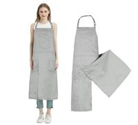 Tablier de potier à couverture intégrale, fente en Tablier de poterie à jambes fendues avec poche, salopette travail du bois for sculpture en céramique faire soi-même, protection contre la boue(Gray)