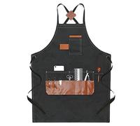 Tablier De Salon De Coiffure, Tablier De Barbier Professionnel, Tablier De Barbier En Toile, Tabliers De Chef Noirs Imperméables Multi-poches Pour étudiants En Art, Charpentiers, Magasins De Thé Au la