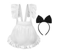 Tablier De Servante Mignon - Tenue De Serveuse Française Avec Coiffure À Nœud, Robe Cosplay Élégante | Costume De Jeu De Rôle Pour Femmes Et Filles, Utilisation Sur Scène Pour La Célébration D'Hallowe