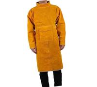 Tablier de soudage à manches longues et col haut en cuir - Couverture complète - Unisexe - Pour homme et femme
