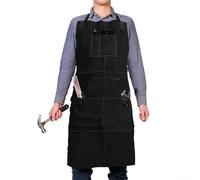 Tablier de soudage confortable en cuir ignifuge pour la sécurité au travail (noir)