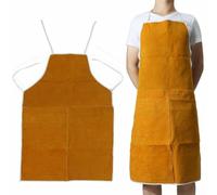 Tablier de soudage en cuir de vache pour forgeron et charpentier, bavoir de protection en cuir robuste avec sangles réglables, résistant à la chaleur, protection contre les étincelles