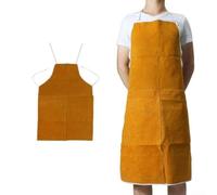 Tablier de soudage en cuir de vachette avec sangles réglables au niveau du cou et de la taille pour forgeron et charpentier - 65 x 95 cm - Jaune