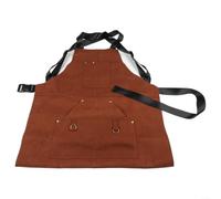 Tablier de soudage résistant à la chaleur ignifuge en cuir 60 x 90 cm Plusieurs bretelles réglables Sécurité du travail pour soudeur Travail des métaux (Marron)