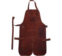 Tablier de soudeur en cuir fendu, résistant à la chaleur, ignifuge, 60 x 80 cm, avec sangle croisée et protection contre la transpiration pour le travail du métal, la forge et le travail du bois